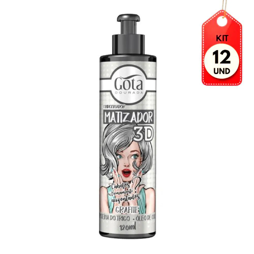 KIT C/12 GOTA DOURADA MATIZADOR 3D GRAFITE CONDICIONADOR 120ML