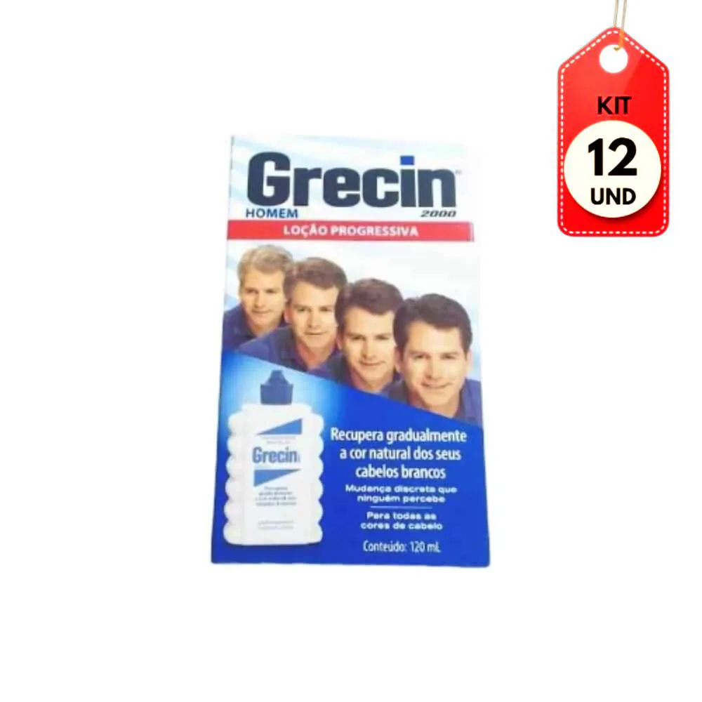 KIT C/12 GRECIN 2000 HOMEM LOçãO PROGRESSIVA 120ML