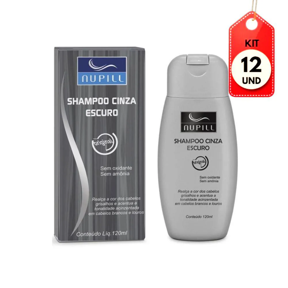 KIT C/12 NUPILL SHAMPOO CINZA ESCURO 120ML