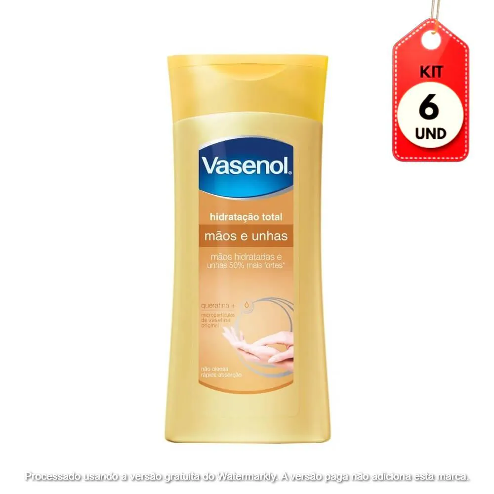 KIT C/06 VASENOL LOçãO HIDRATANTE P/ MãOS E UNHAS 200ML