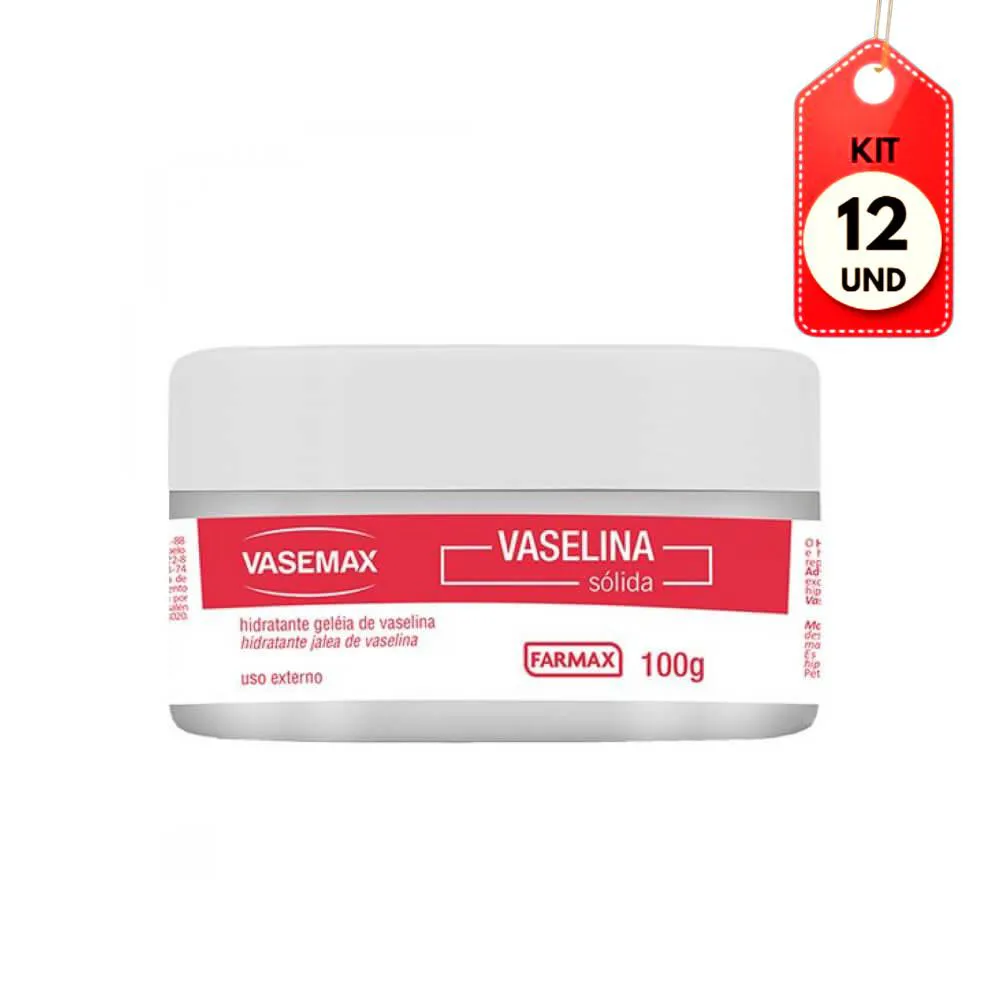 KIT C/12 VASEMAX VASELINA GELEIA HIDRATANTE PURA 100G