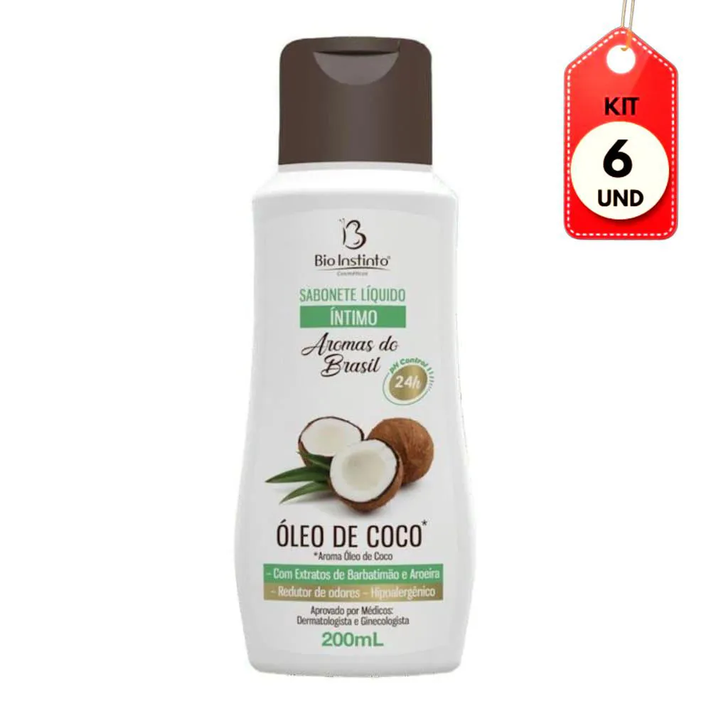 KIT C/06 BIO INSTINTO SABONETE ÍNTIMO ÓLEO DE COCO 200ML