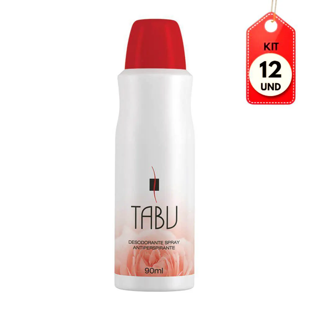 Kit Desodorante Antitranspirante Spray Tabu Feminino 90ml 12 unidades