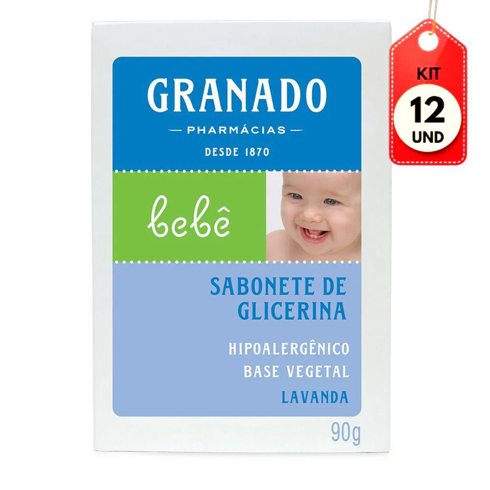 KIT C/12 GRANADO BEBê LAVANDA SABONETE 90G