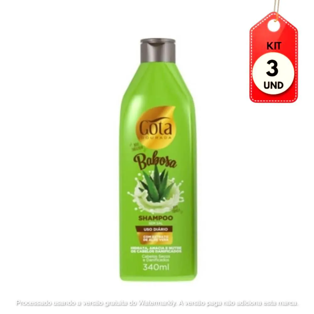 KIT C/03 GOTA DOURADA BABOSA SHAMPOO 340ML