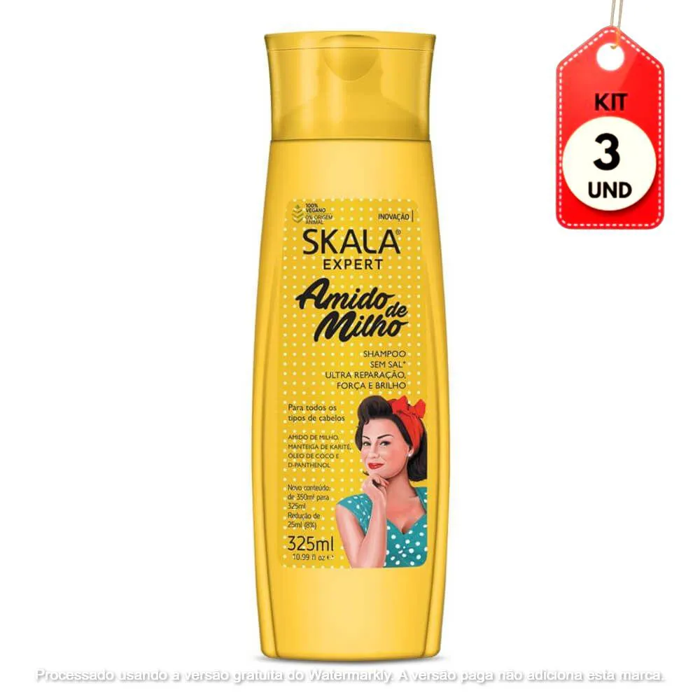 KIT C/03 SKALA EXPERT SHAMPOO AMIDO DE MILHO 325ML