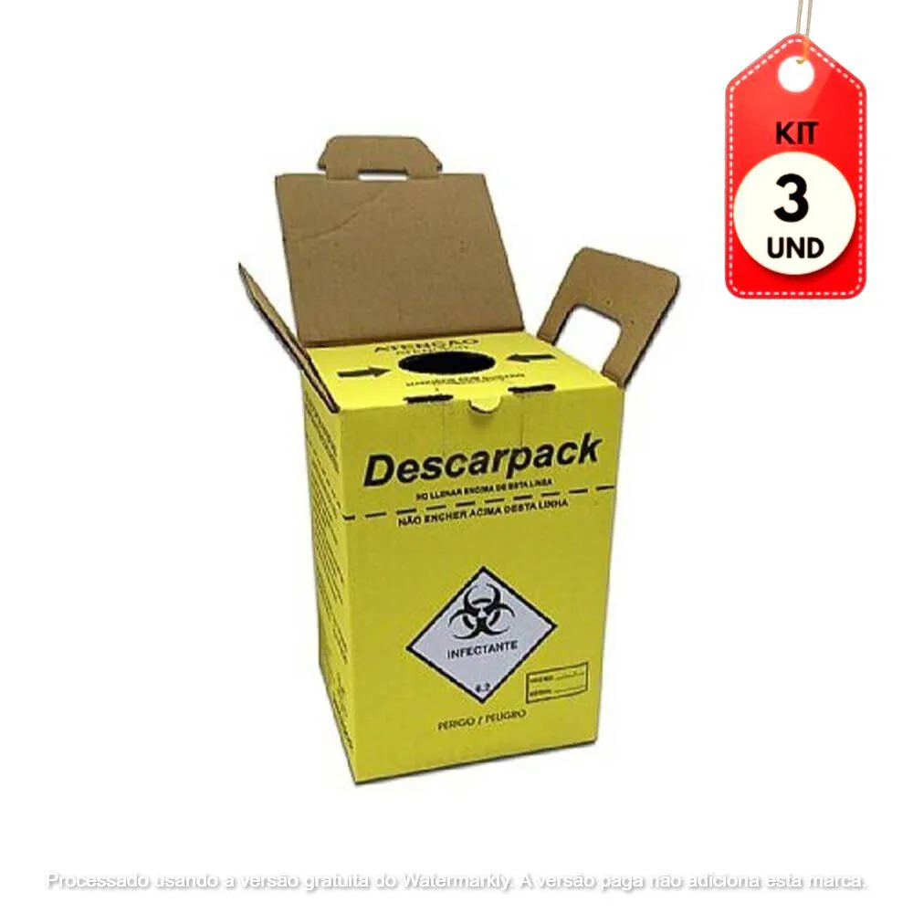 KIT C/03 DESCARPACK COLETOR PERFUROCORTANTE 7 L