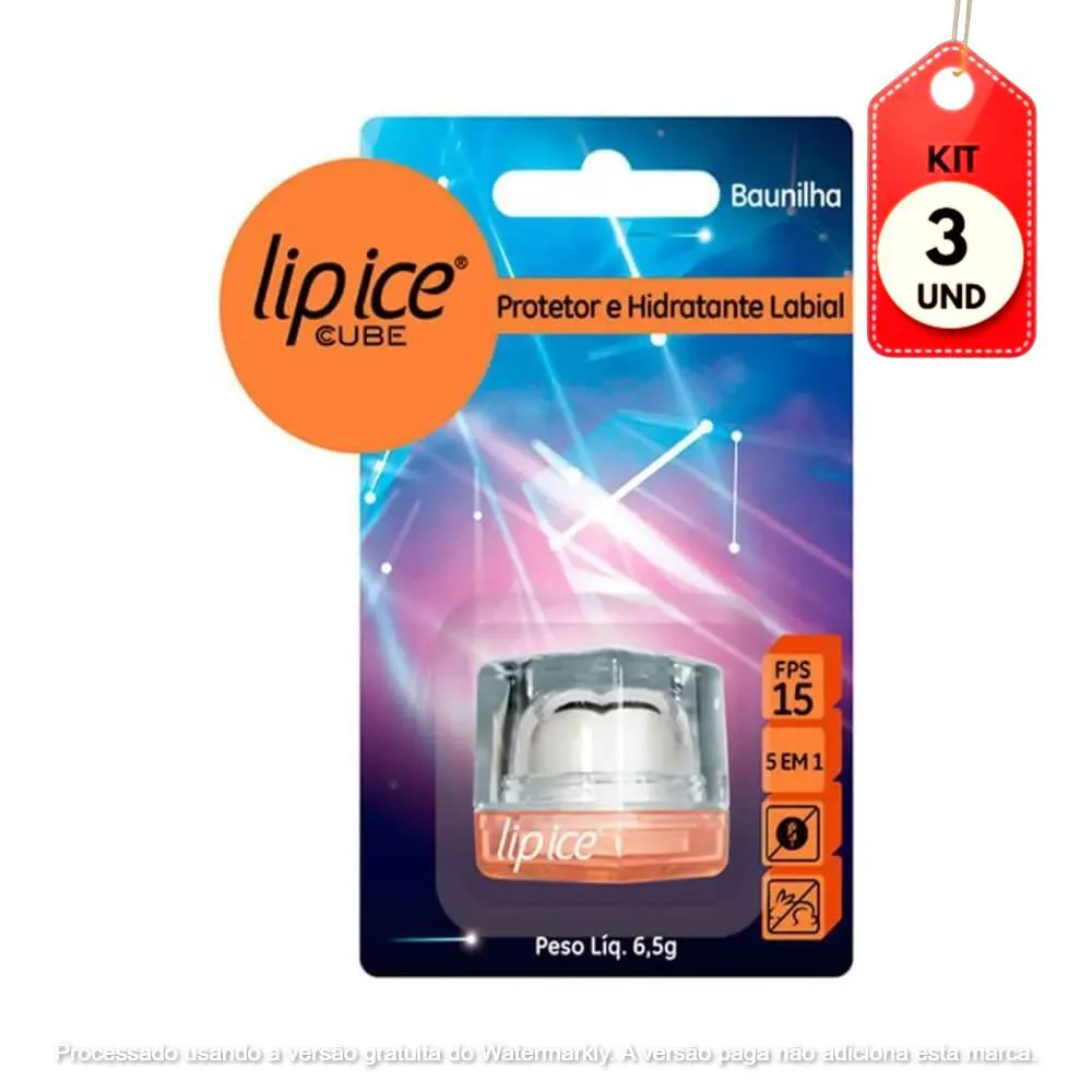 KIT C/03 LIP ICE CUBE FPS15 PROTETOR LABIAL BAUNILHA