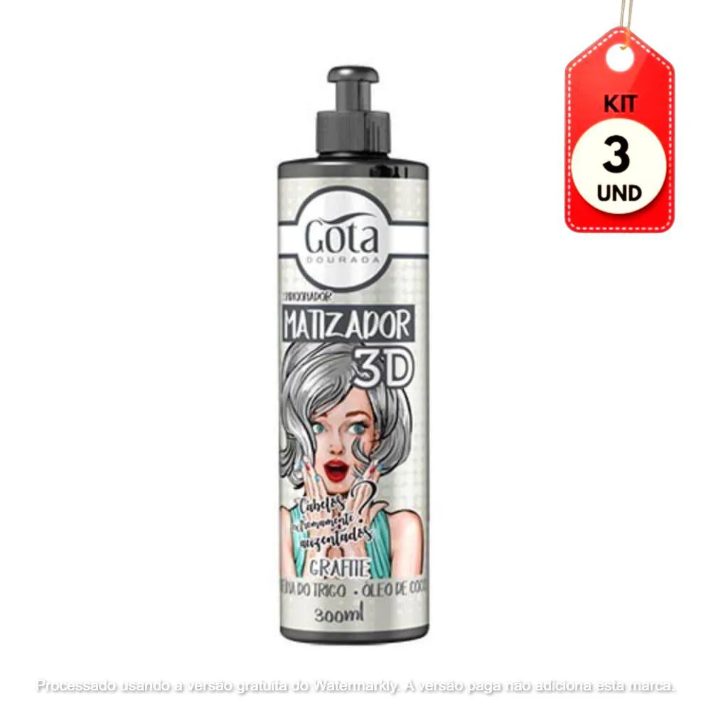 KIT C/03 GOTA DOURADA MATIZADOR 3D GRAFITE 300ML