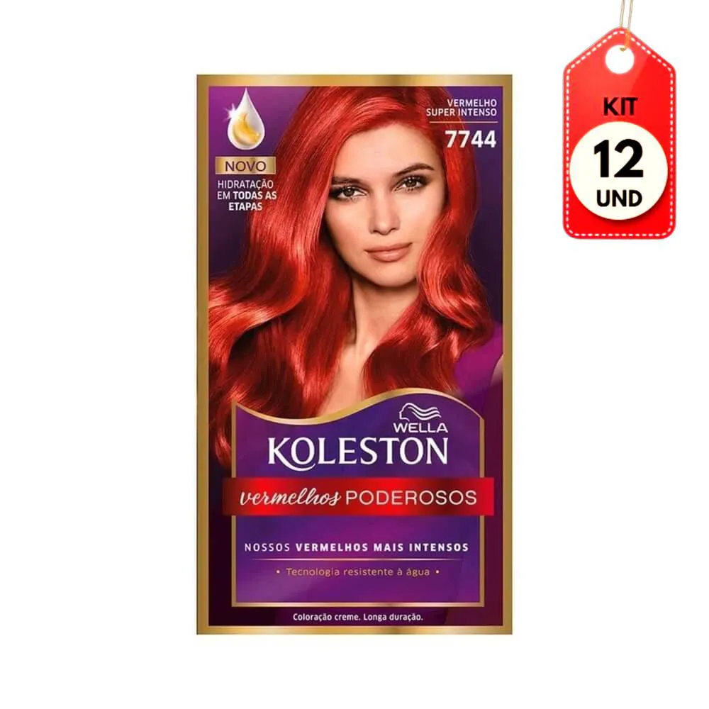 Kit C/12 Wella Koleston Coloração 7744 Vermelho Super Intenso Novo