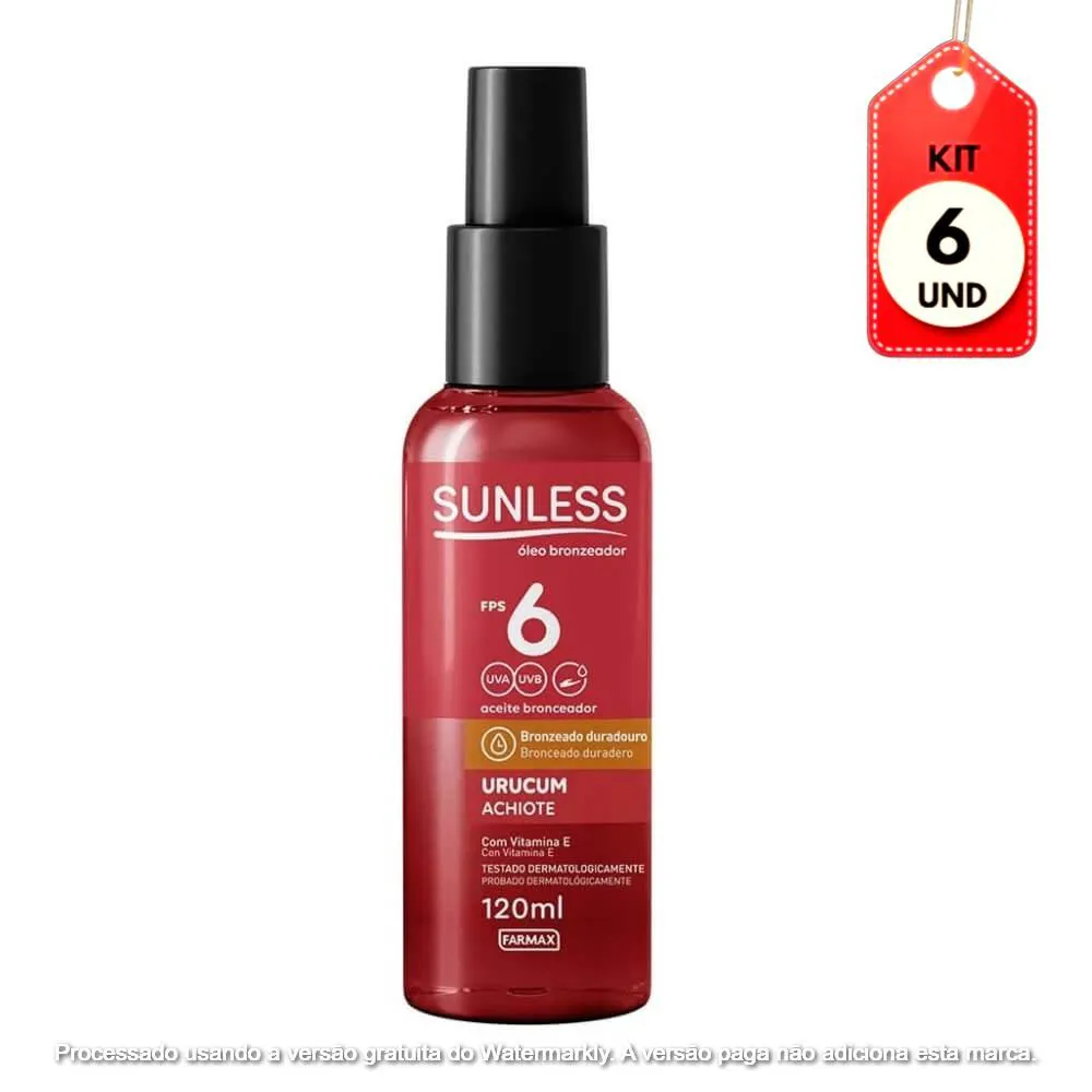 KIT C/06 SUNLESS FPS6 ÓLEO URUCUM BRONZEADOR 120ML