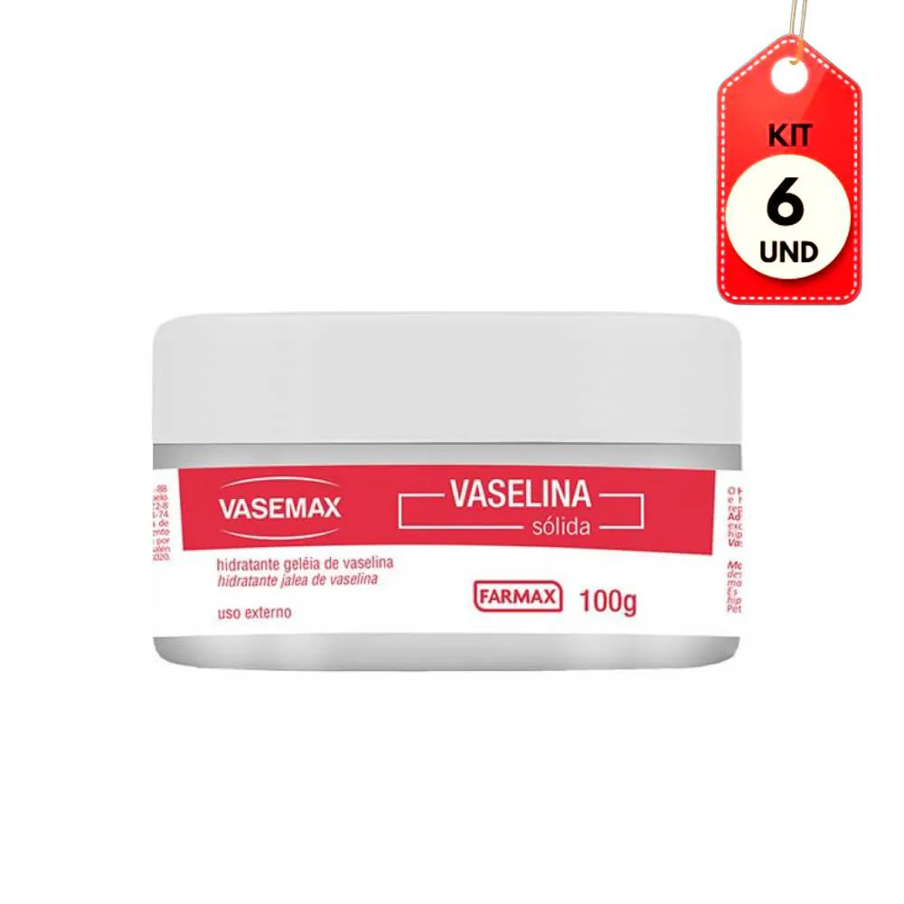 KIT C/06 VASEMAX VASELINA GELEIA HIDRATANTE PURA 100G