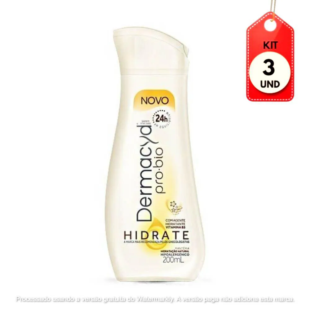 KIT C/03 DERMACYD PRó BIO HIDRATE SABONETE LíQUIDO 200ML | Droga Raia