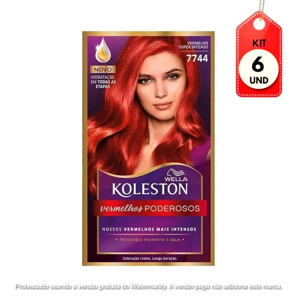 Kit C/06 Wella Koleston Coloração 7744 Vermelho Super Intenso Novo