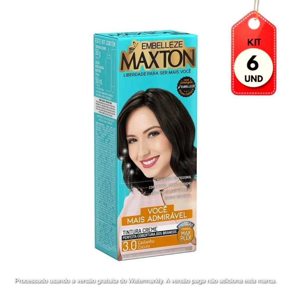 KIT C/06 MAXTON TINTA 3.0 CASTANHO ESCURO