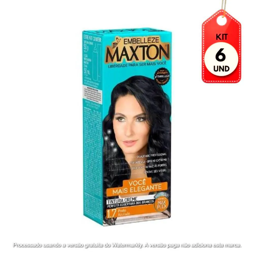KIT C/06 MAXTON TINTA 1.7 PRETO AZULADO