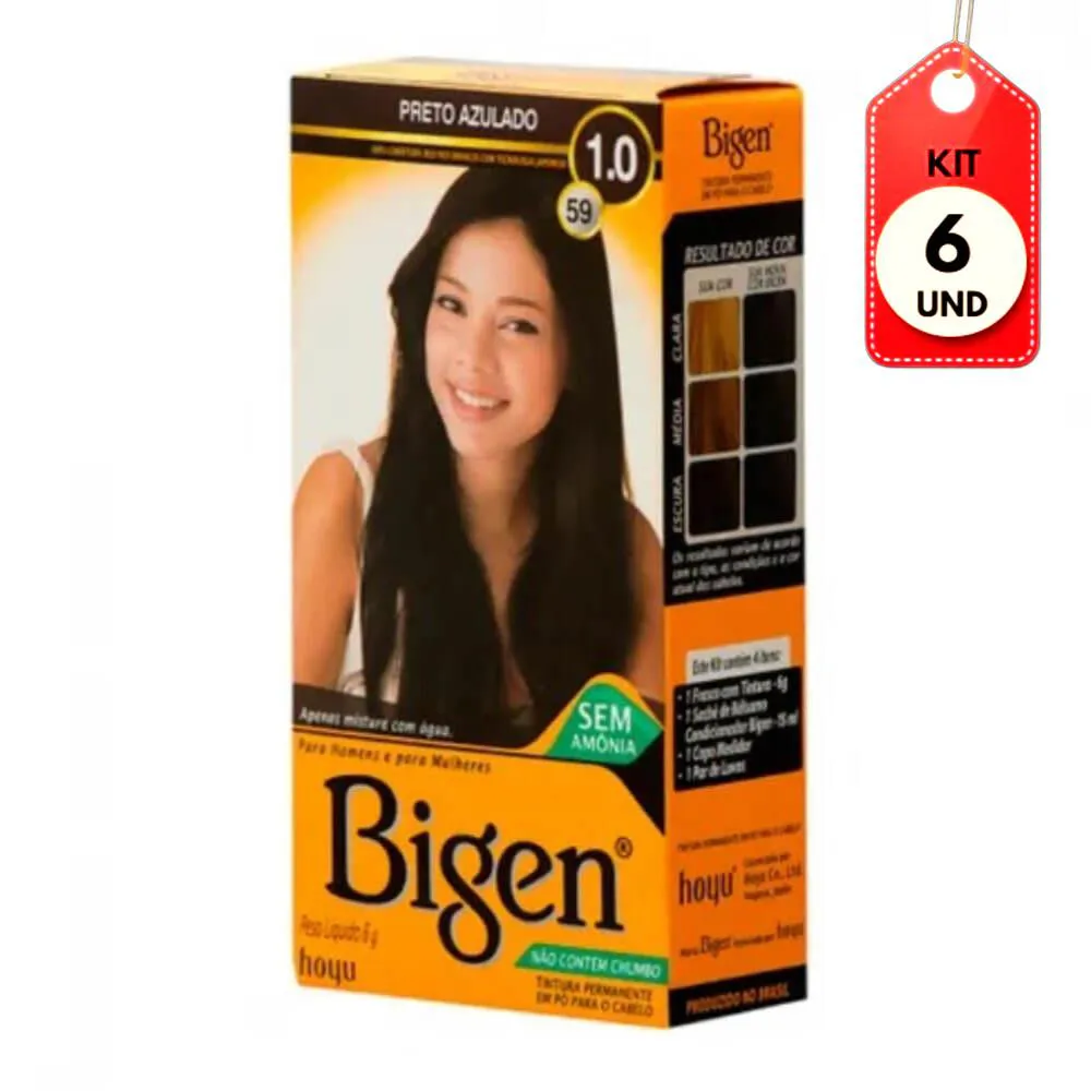 KIT C/06 BIGEN TINTA 5.9 PRETO AZULADO