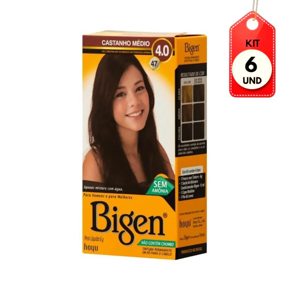 KIT C/06 BIGEN TINTA 4.7 CASTANHO MéDIO