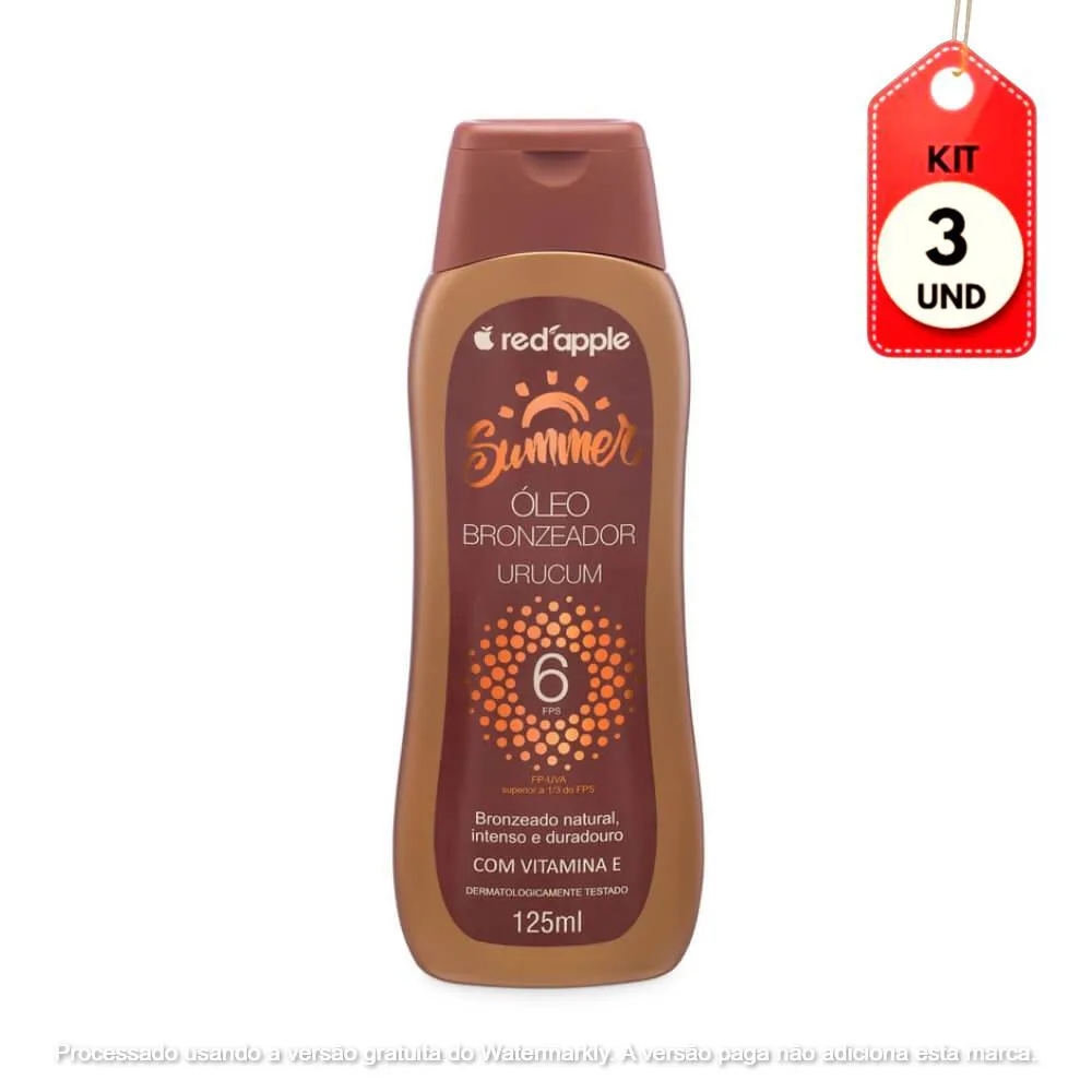KIT C/03 RED APPLE FPS6 ÓLEO BRONZEADOR URUCUM 125ML