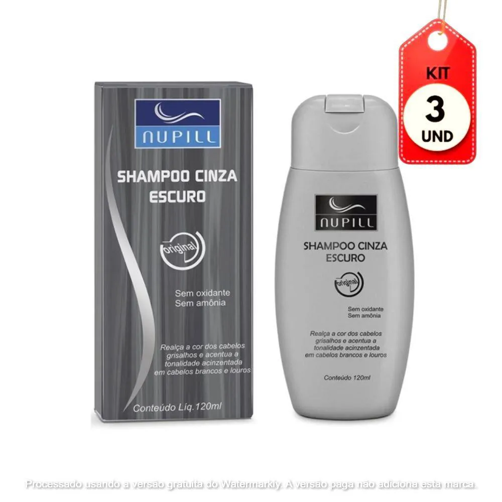 KIT C/03 NUPILL SHAMPOO CINZA ESCURO 120ML
