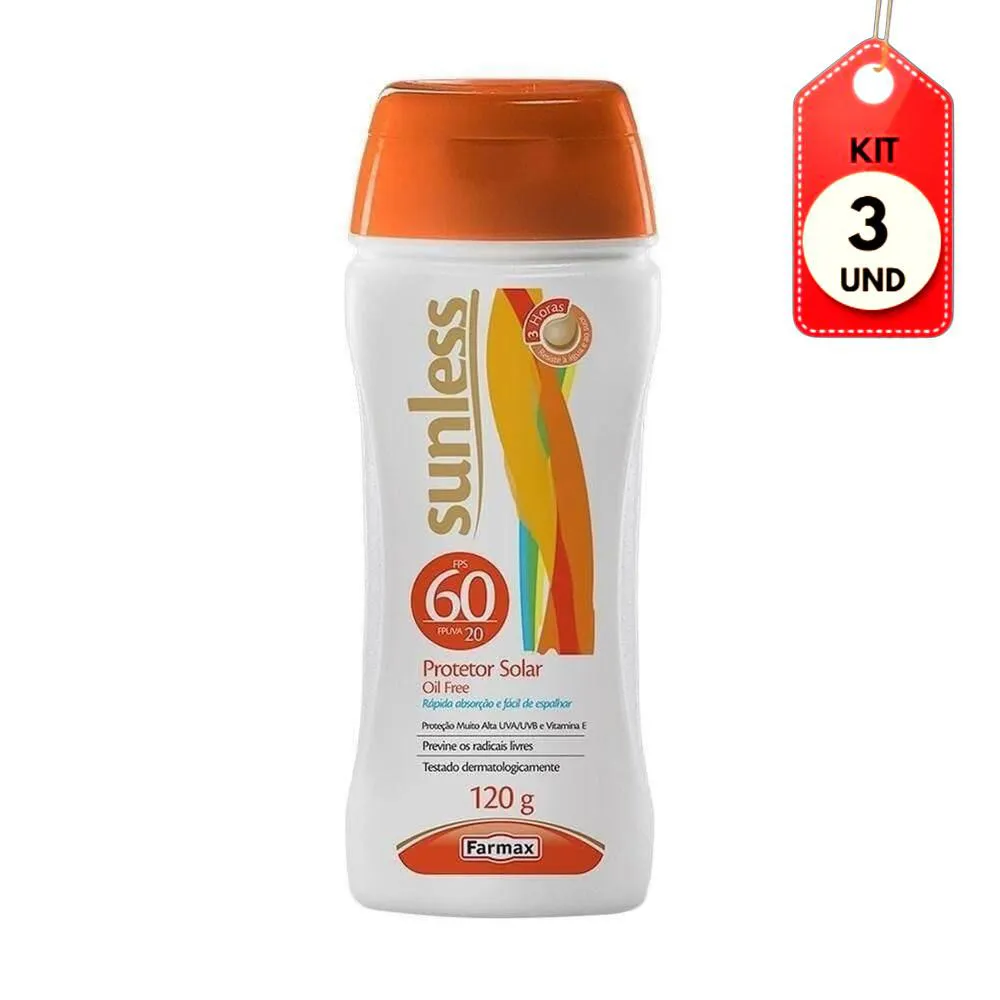 KIT C/03 SUNLESS FPS60 PROTETOR SOLAR OIL FREE 120G