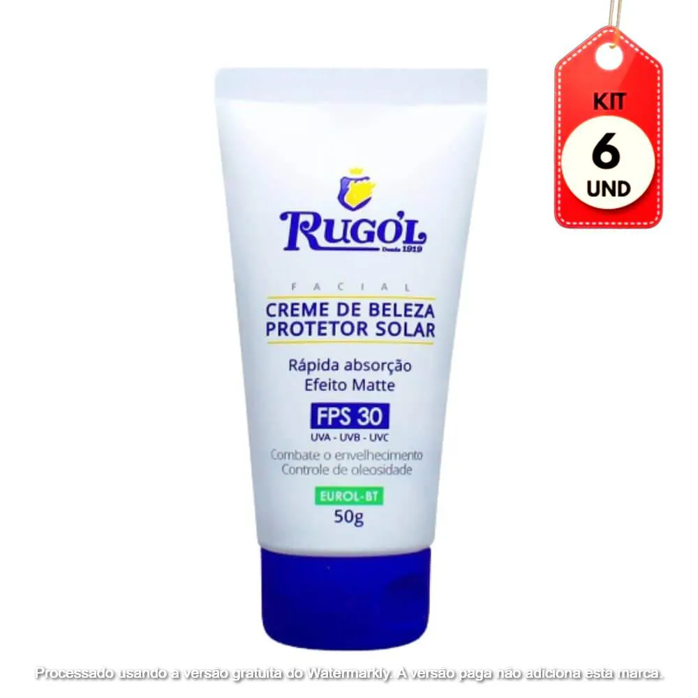 KIT C/06 RUGOL CREME FACIAL C/ FPS30 PROTETOR SOLAR 50G