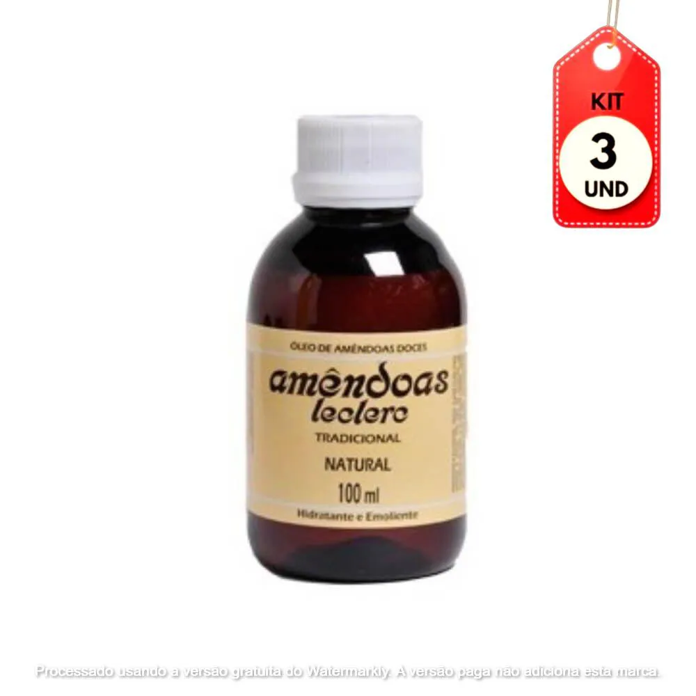 KIT C/03 LECLERC ÓLEO DE AMêNDOAS NATURAL 100ML