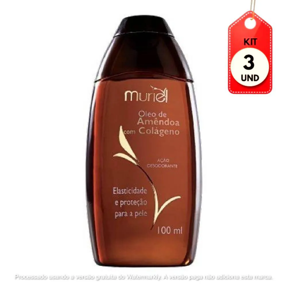 KIT C/03 MURIEL ÓLEO CORPORAL AMêNDOAS E COLáGENO 100ML