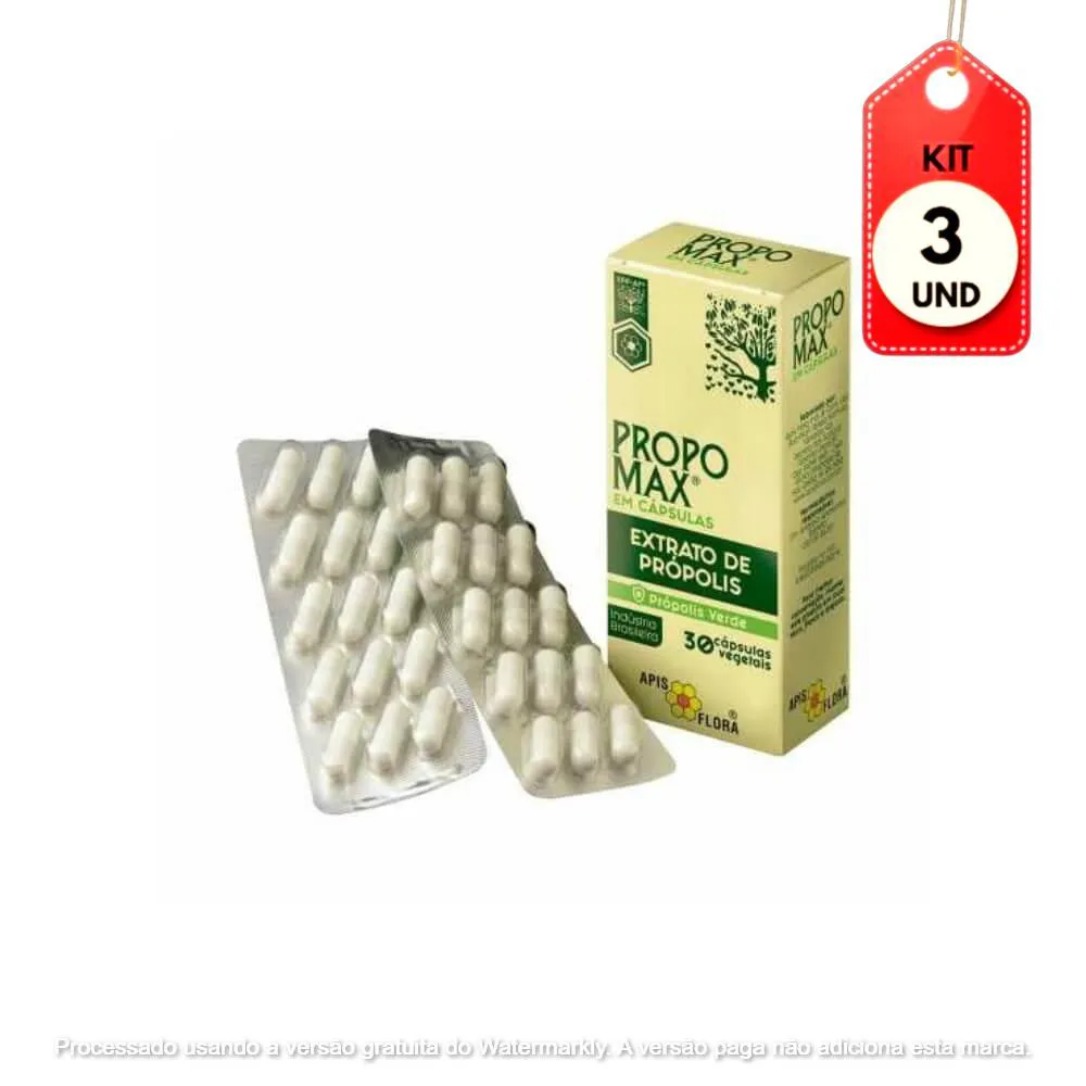 KIT C/03 APIS FLORA PROPOMAX EXTRATO PRóPOLIS VERDE C/30 CAPSULAS