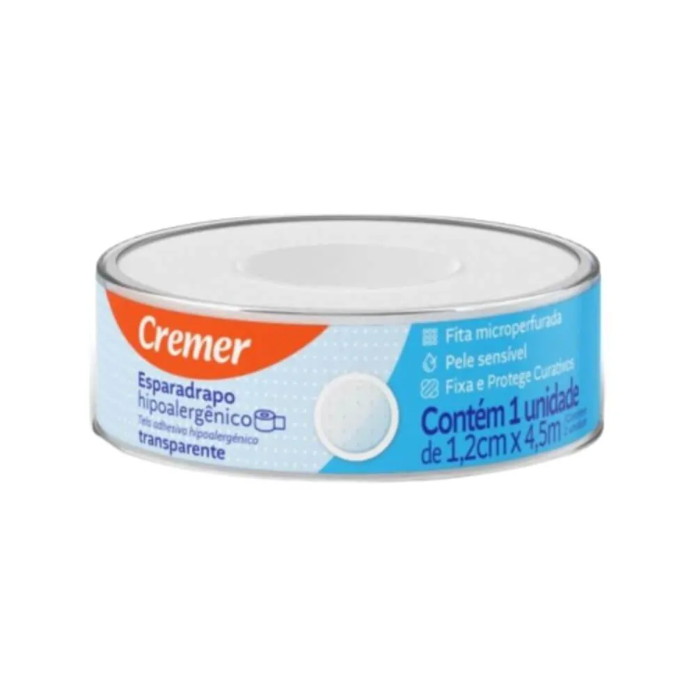 CREMER ESPARADRAPO HIPOALERGêNICO TRANSPARENTE 1,2CMX4,5M