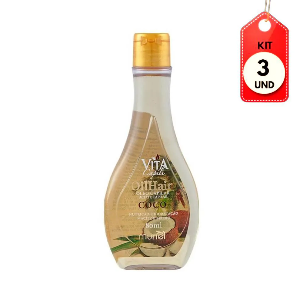 KIT C/03 MURIEL VITA CAPILI ÓLEO DE COCO 80ML