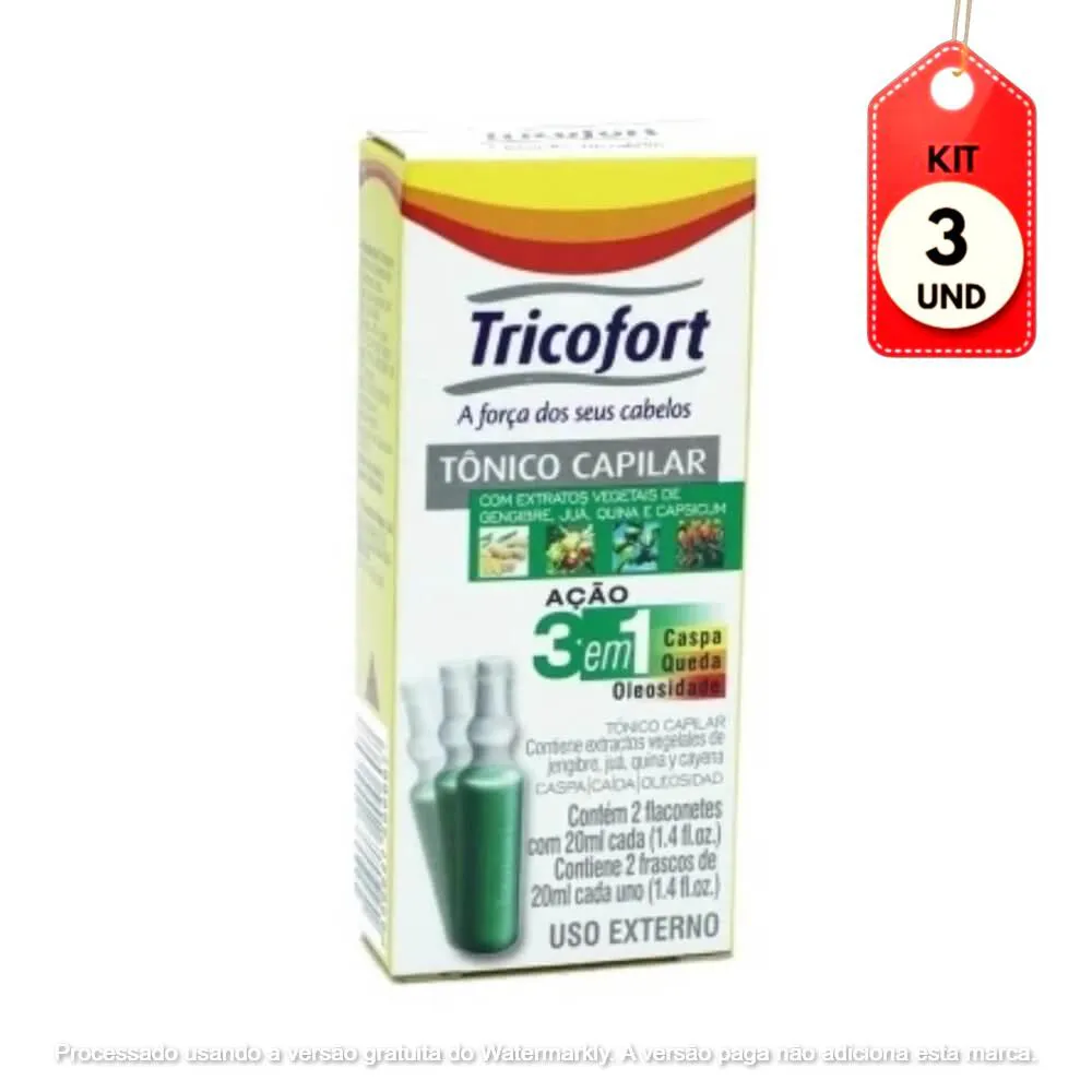 KIT C/03 TRICOFORT TôNICO CAPILAR AMPOLA 2X20ML