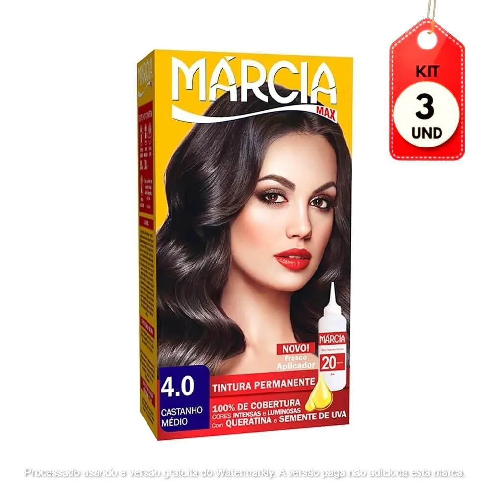 KIT C/03 MáRCIA TINTA 4.0 CASTANHO MéDIO 30ML