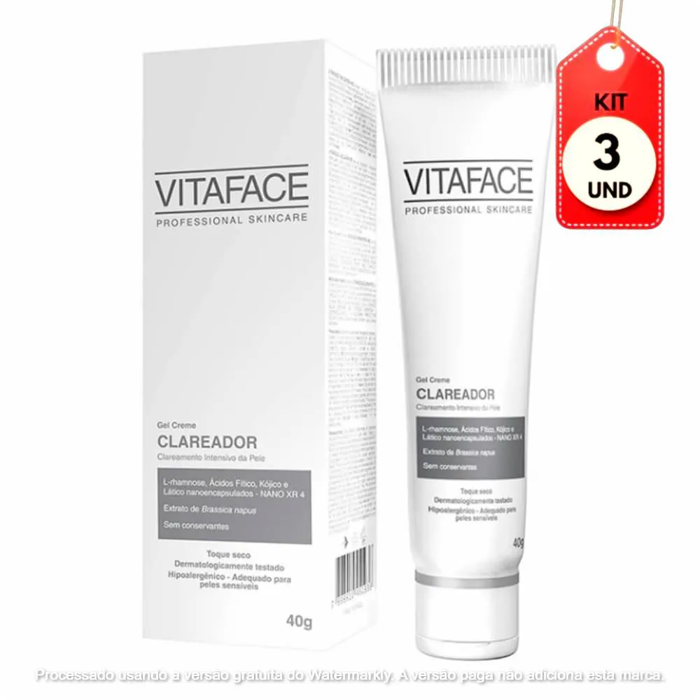 KIT C/03 VITAFACE GEL CREME CLAREADOR 40G