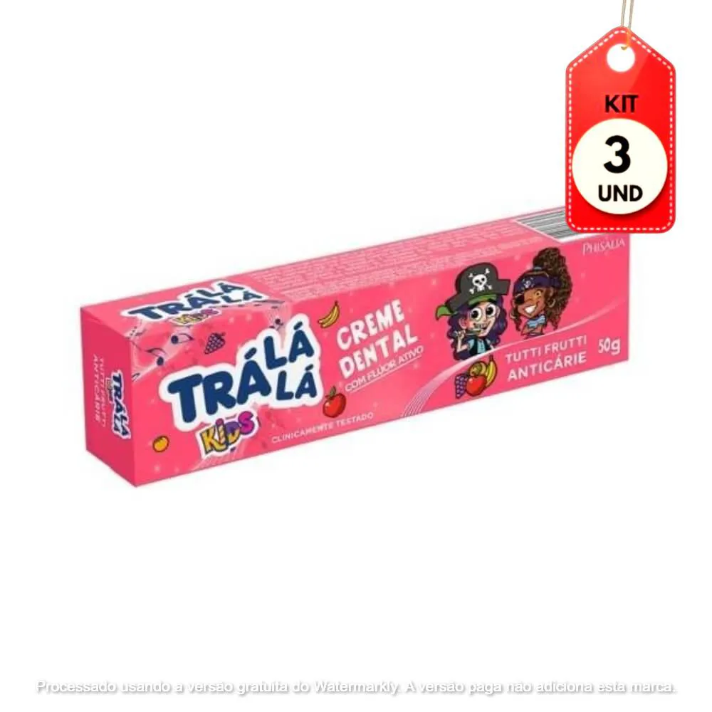 Kit 3 Pastas de Dente Tralálá Kids Tutti-Frutti 50g