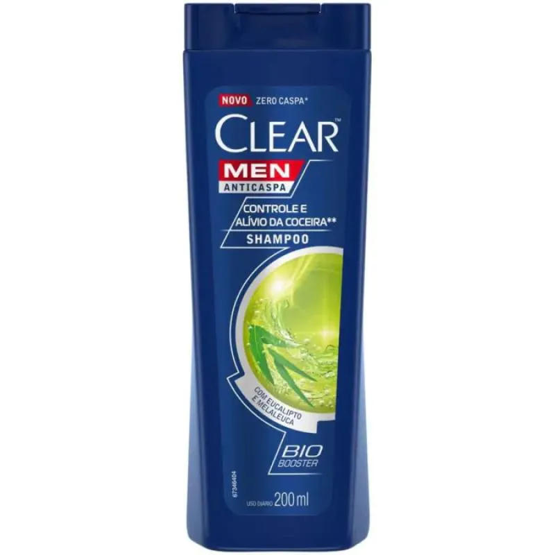 SHAMPOO ANTICASPA CLEAR MEN CONTROLE E ALíVIO DA COCEIRA 200ML