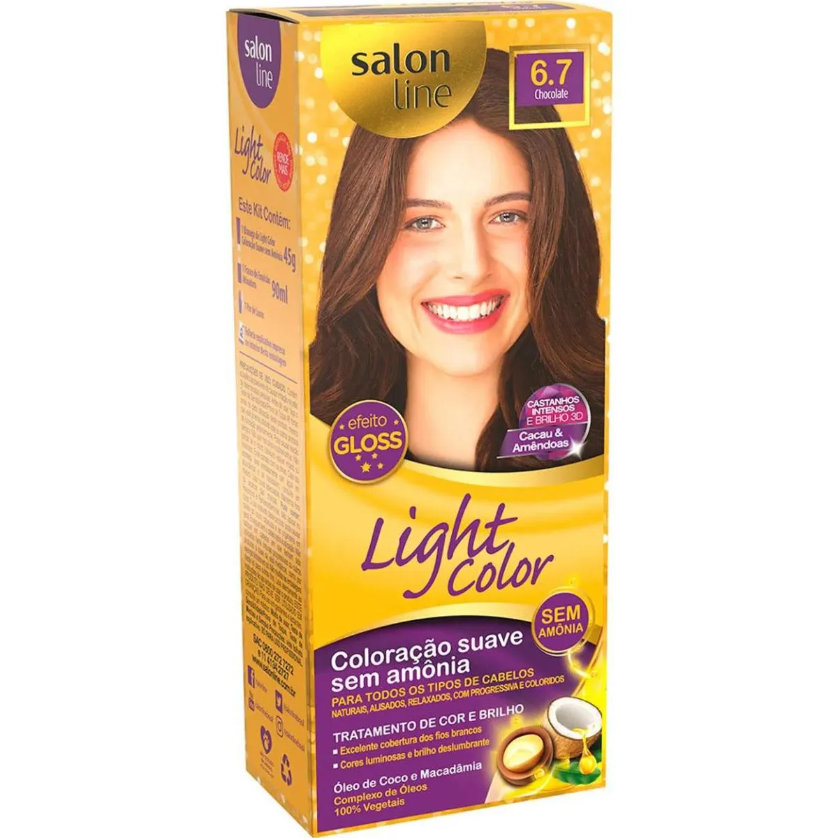 TINTURA SALON LINE LIGHT COLOR COR:6.7 CHOCOLATE
