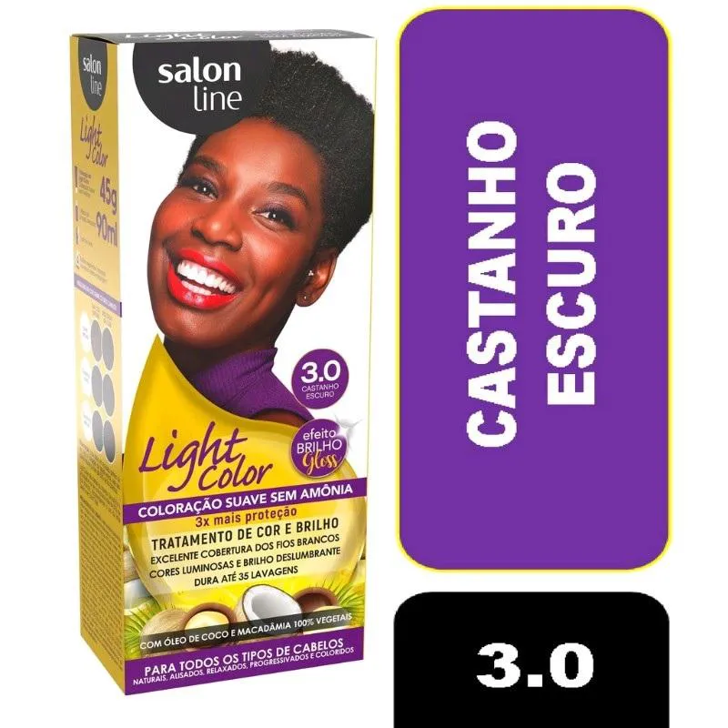 TINTURA SALON LINE LIGHT COLOR COR:3.0 CASTANHO ESCURO