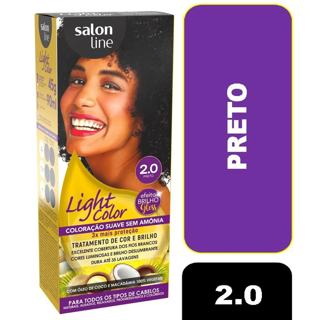 TINTURA SALON LINE LIGHT COLOR COR:2.0 PRETO
