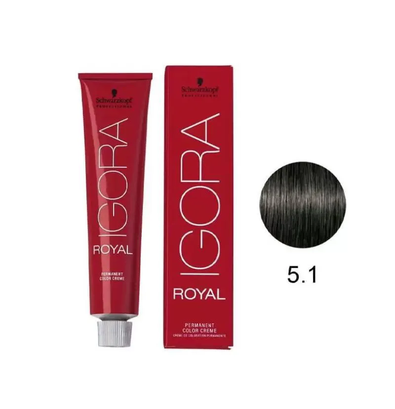 COLORAçãO SCHWARZKOPF IGORA ROYAL 60ML COR:5-1 CASTANHO CLARO CINZA