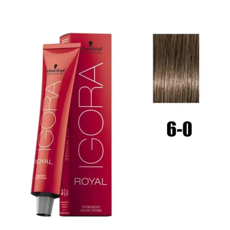 COLORAçãO SCHWARZKOPF IGORA ROYAL 60ML COR:6-0 LOURO ESCURO NAT. EXTRA