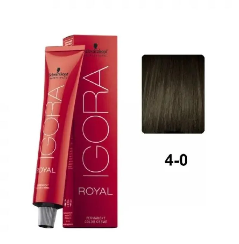 COLORAçãO SCHWARZKOPF IGORA ROYAL 60ML COR:4-0 CASTANHO MéDIO NATURAL