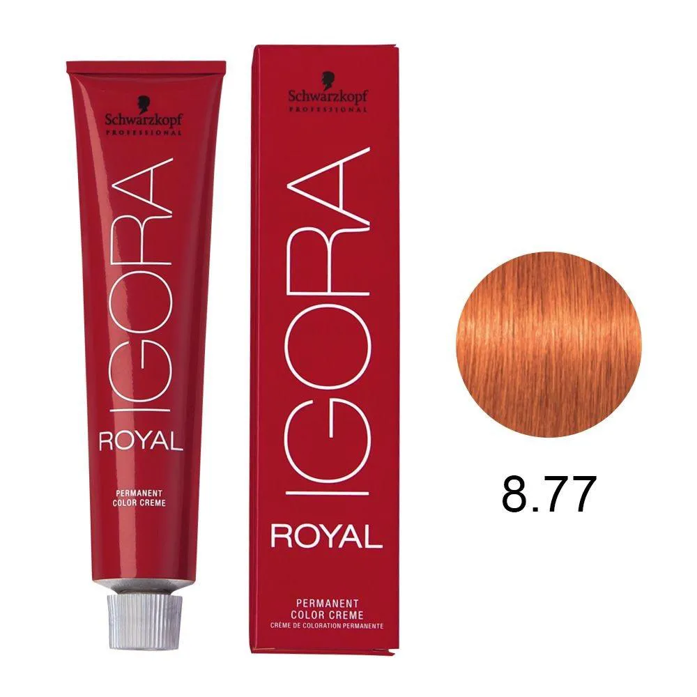 COLORAçãO SCHWARZKOPF IGORA ROYAL 60ML COR:8-77 LOURO CLARO COBRE EXTRA