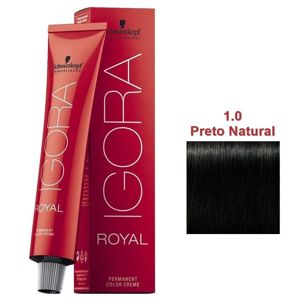COLORAçãO SCHWARZKOPF IGORA ROYAL 60ML COR:1-0 PRETO NATURAL