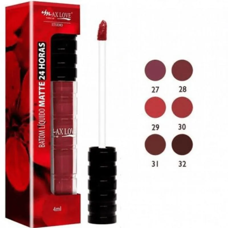 Batom Líquido 24 Horas Matte (Cores: 27 Á 32) - Max Love 028 28