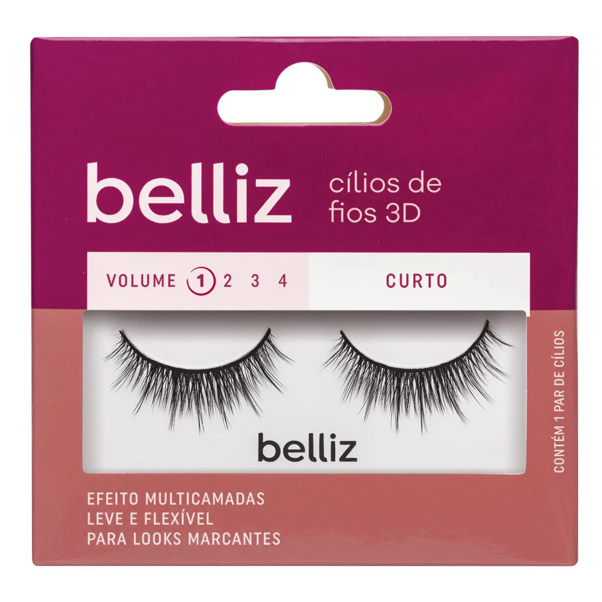 CíLIOS POSTIçOS BELLIZ 3D VOL. 1 CURTO - 205