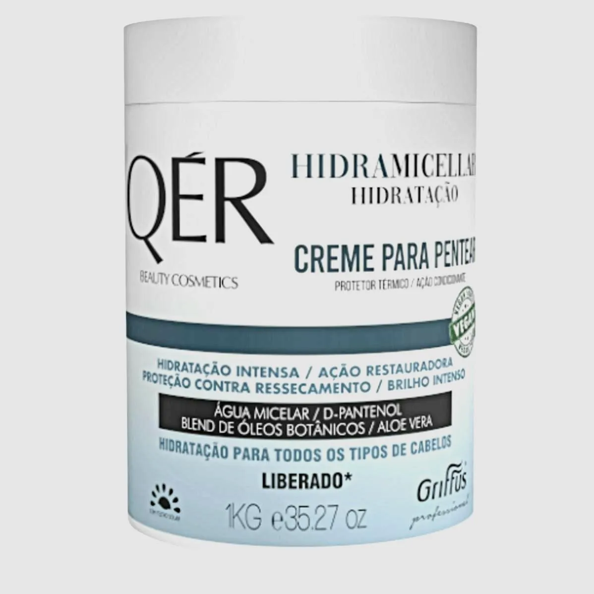 CREME PARA PENTEAR HIDRATAçãO VEGANO HIDRAMICELLAR QÉR GRIFFUS 1KG