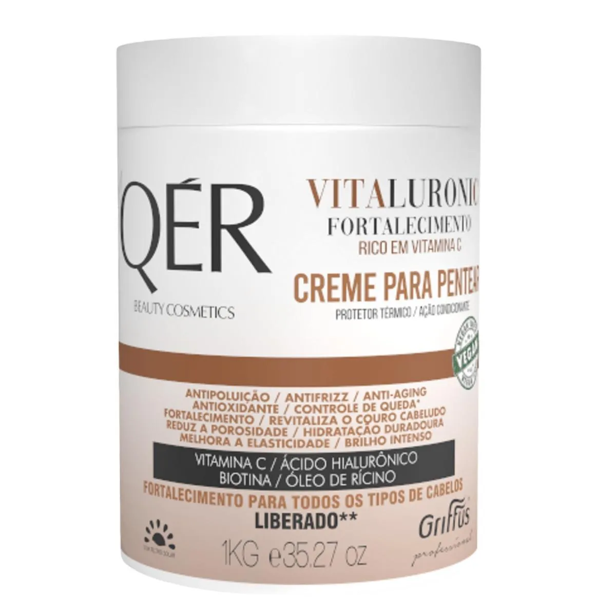 CREME PARA PENTEAR FORTALECIMENTO VEGANO VITALURONIC QÉR GRIFFUS 1KG