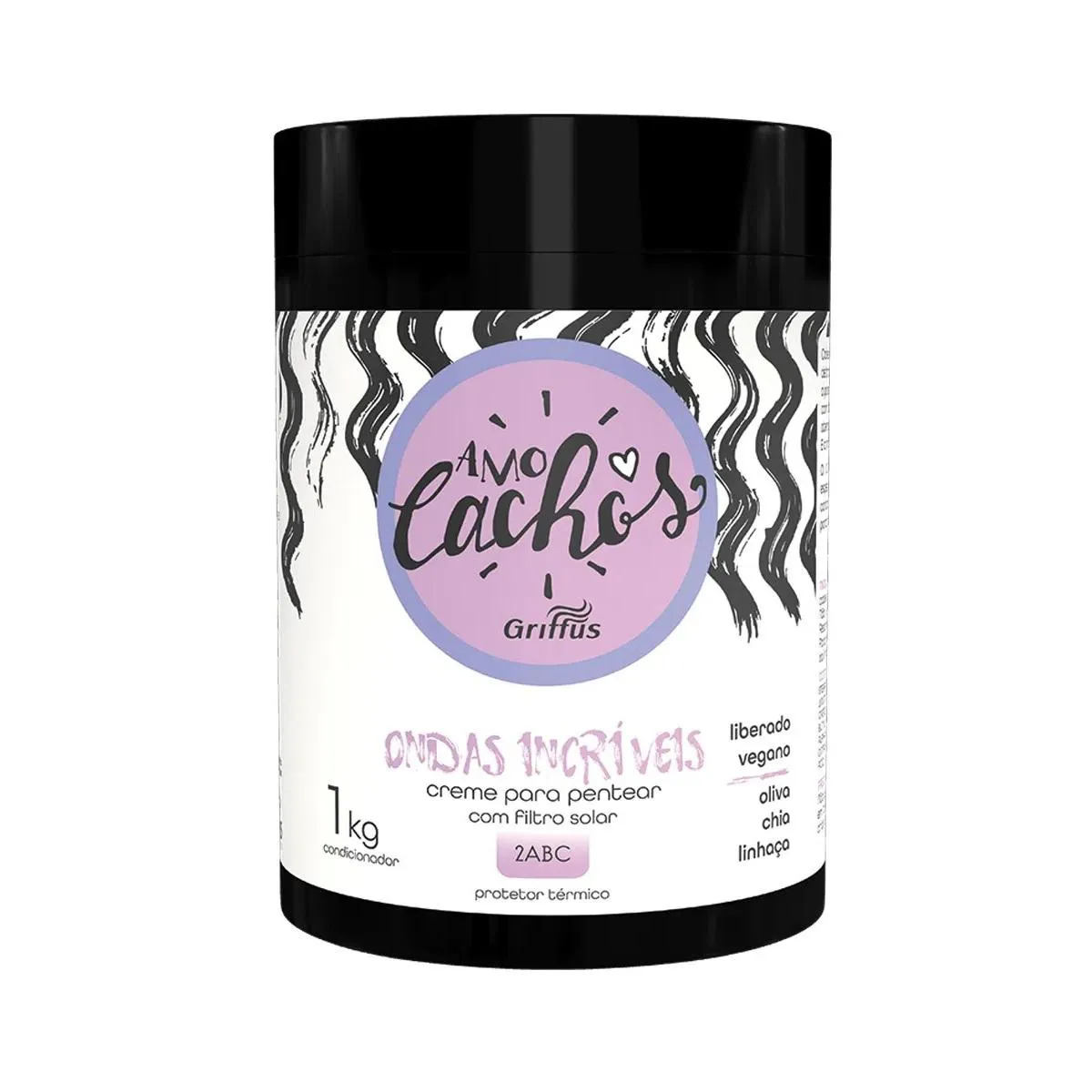 CREME PARA PENTEAR ONDAS INCRíVEIS 2ABC VEGANO AMO CACHOS GRIFFUS 1KG