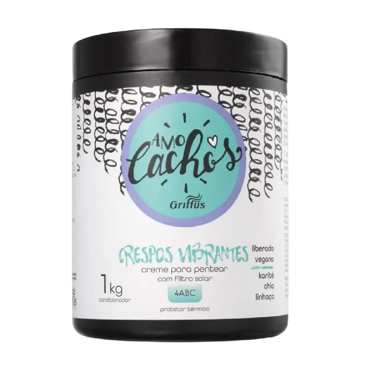 CREME PARA PENTEAR KARITé, CHIA E LINHAçA CRESPOS VIBRANTES 4ABC VEGANO AMO CACHOS GRIFFUS 1KG